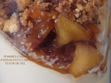 Pannacotta caramel fleur de sel pommes cannelle crumble de brioche