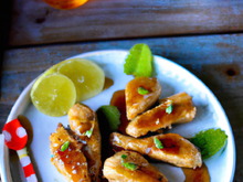 Aiguillettes de poulet caramélisées au citron, miel & rhum