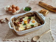 Galettes bretonnes façon quiche aux champignons, lardons et raclette