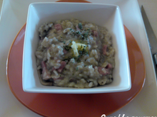 Le risotto lardons champignons