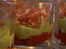 Verrine avocat-fenouil chiffonnade jambon de parme