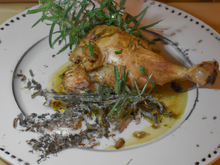 Chapon fumé au hêtre et romarin