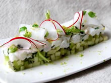 Tartare de cabillaud, pomme Granny, kiwi et citron vert