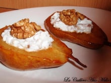 Poire farcie au chèvre et aux noix