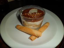 Verrine poire chantilly et crème pralinoise