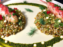 Queue de Homard snackée, taboulé de Lentilles vertes du Puy