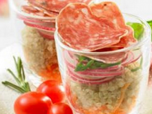Verrine de quinoa et saucisson sec