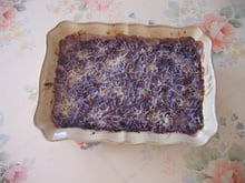 Purée de vitelotte au saumon fume et filets de carrelet