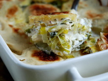 Gratin de poireaux au fromage à raclette RichesMonts