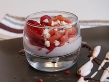 Verrine de Carpaccio de Bœuf et betterave feta et vinaigre de framboise