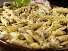 Gratin de pâtes au poulet et Bresse Bleu