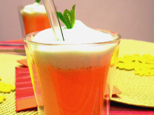 Soupe de melon au ratafia, écume de chlorophylle