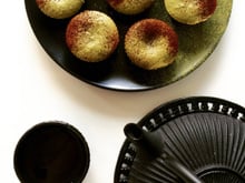 Muffins thé matcha, cœur coulant chocolat