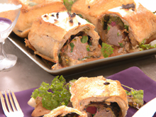 Croustillant de suprêmes de pintade farci vallée d'Auge