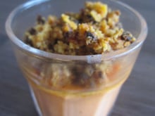 Panna cotta au poivron et son crumble de chorizo