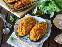 Barquettes d'aubergines au riz