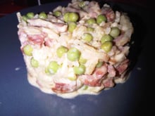 Risotto lardons, chorizo et petits pois