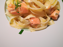 Tagliatelles au saumon et poireaux