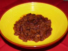 Chili con carne et grains de maïs