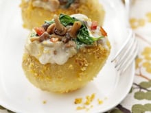 Pommes de terre farcies épinards et champignons