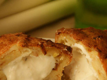 Moelleux aux poireaux cœur coulant saumoné