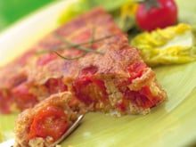 Clafoutis tomate, chèvre et tofu