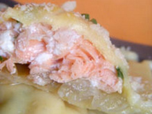 Raviolis maison aux 2 saumons & fenouil