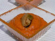 Verrines aux gambas et pimientos