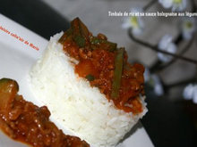 Timbale de riz et sa sauce bolognaise aux légumes
