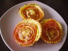 Tartelette soleil d'Annette (courgette, tomate, chèvre)
