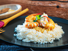 Rougeaille de gambas à la crème et riz basmati