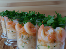 Verrines de pâtes aux crevettes