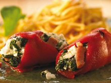 Roulade de poivrons et pâtes