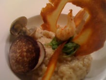 Risotto aux fruits de mer, tuile de parmesan