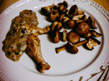 Chapon demi deuil aux champignons