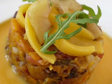 Potiron : en velouté, en compotée aux châtaignes, et jambon fumé