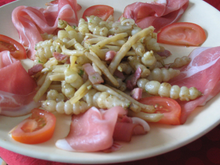 Crosnes poêlés aux lardons et haricots beurre