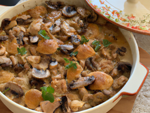 Cassolette de ris de veau et saint-jacques aux champignons