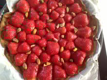 Tarte aux fraises et crème d'amande à la pistache