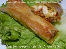 Nems de carottes au munster, salade croquante