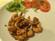 Gambas à la crème fraîche flambées au whisky