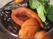 Salade de Pruneaux d'Agen, abricots et oranges au vin de Bordeaux