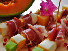 Brochettes sucrées-salées jambon de bayonne melon