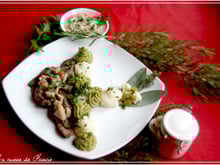 Aiguillettes de biche et mousse de choux-fleurs et brocoli