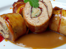 Roulé de chapon aux marrons et foie gras