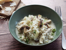Risotto de poulet aux champignons