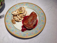 Magret de canard à l'orange et framboise