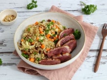Salade de quinoa aux oignons épicés, crudités et Magret de Canard à la plancha