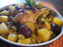 Tajine de chapon, pommes et raisins