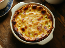 Cocotte de flan de poireaux au jambon